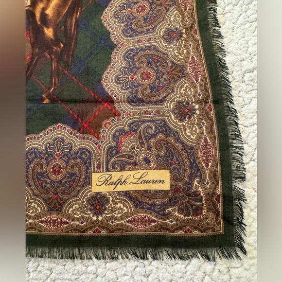 Ralph Lauren Collection Square Equestrian Cashmere Silk Scarf With Box - Picture 7 of 10